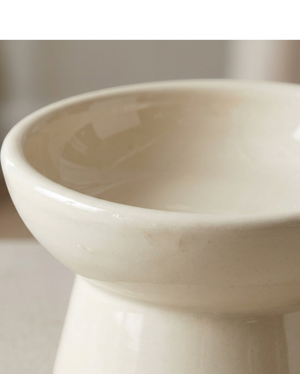 Zavn Ceramic Cat Bowl Cream 12 oz Raised Foot