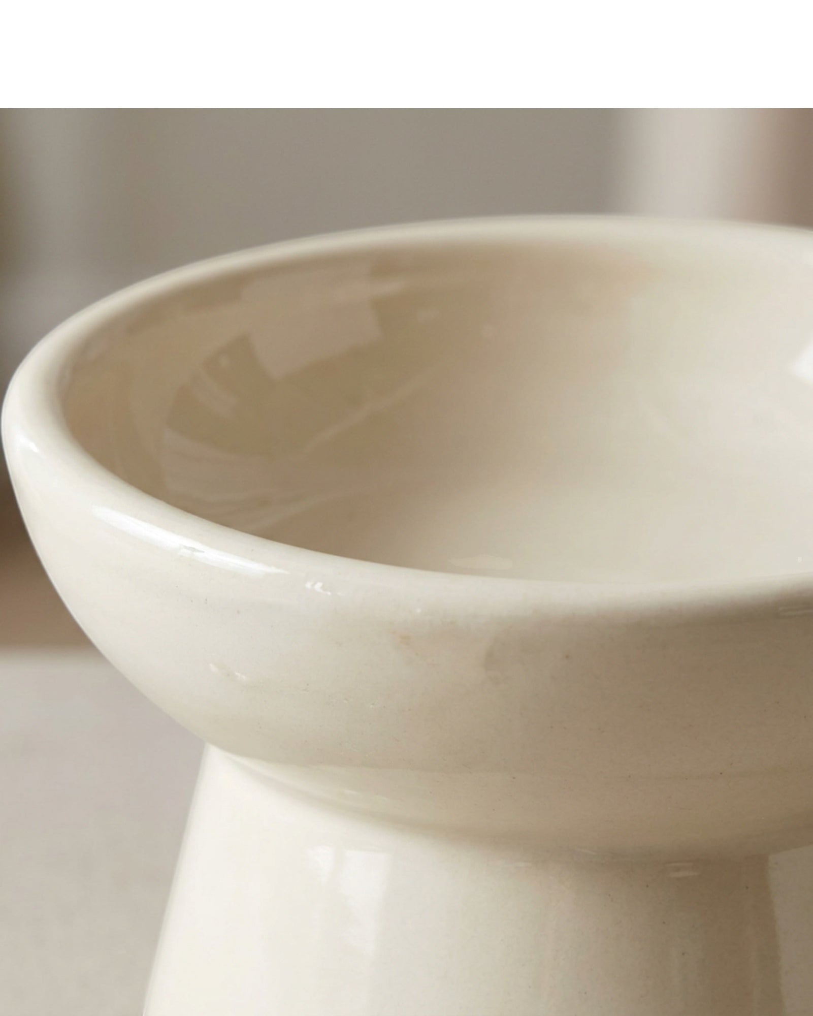 Zavn Ceramic Cat Bowl Cream 12 oz Raised Foot