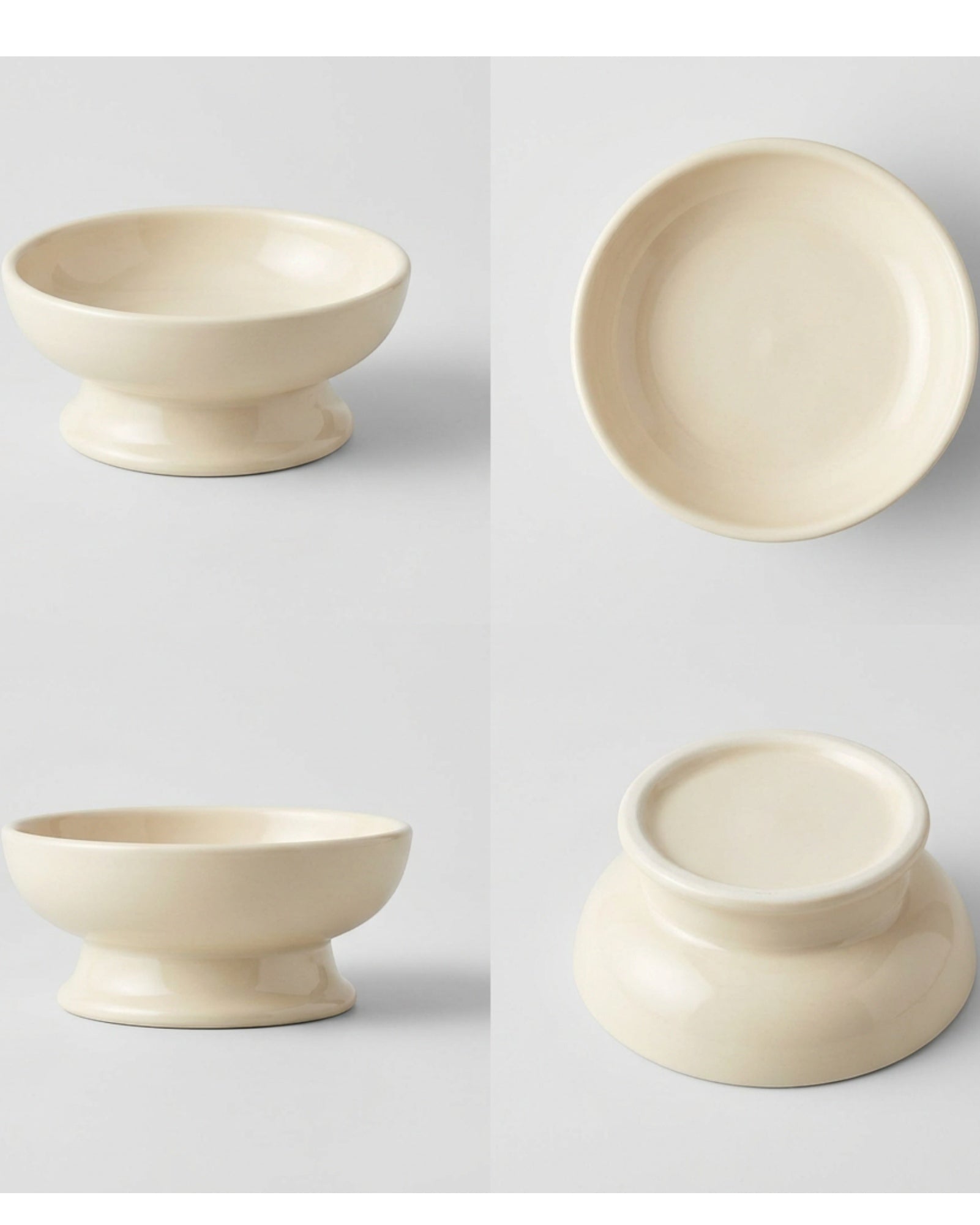 Zavn Ceramic Cat Bowl Cream 12 oz Raised Foot