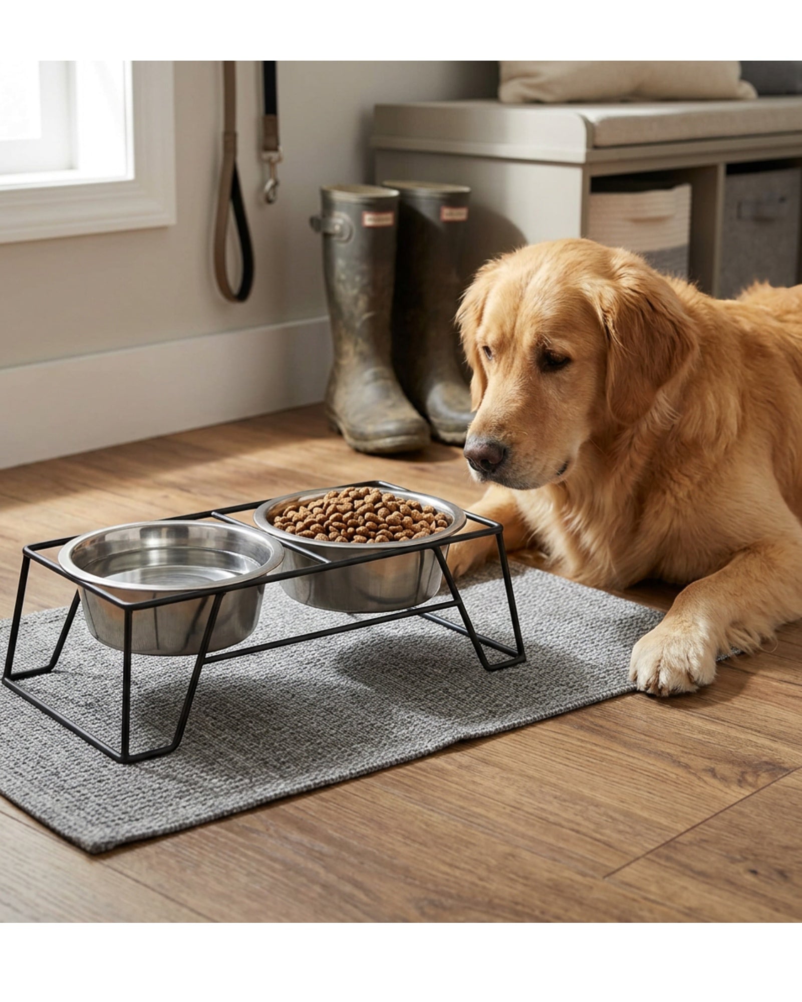 Zavn Double Pet Bowls Black Stand 24 oz Set