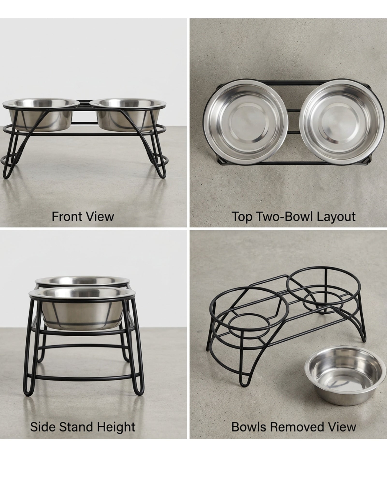 Zavn Double Pet Bowls Black Stand 24 oz Set
