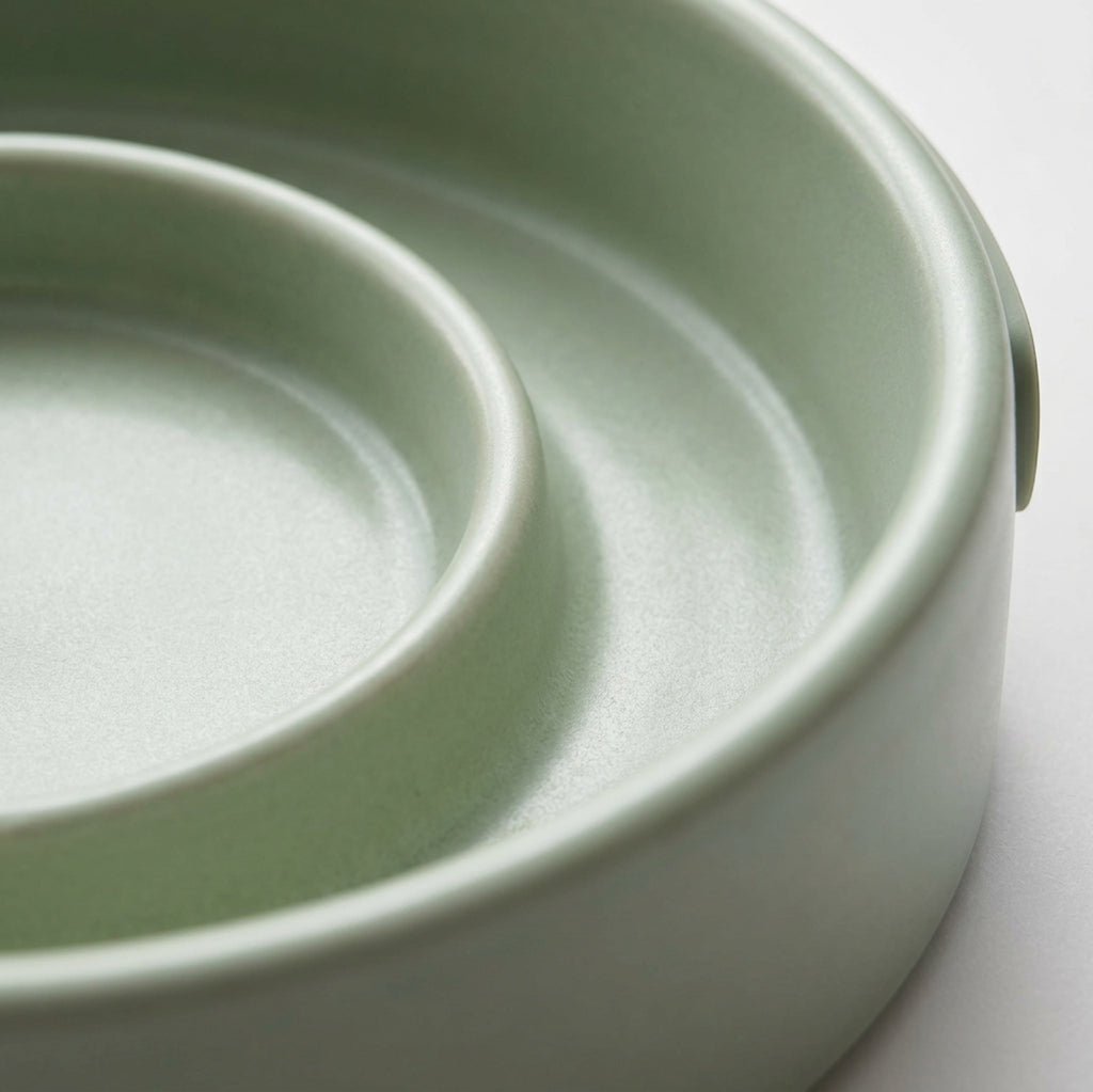 Zavn Meadowpath Ceramic Slow Feeder Pet Bowl Sage 24 oz - Detail view