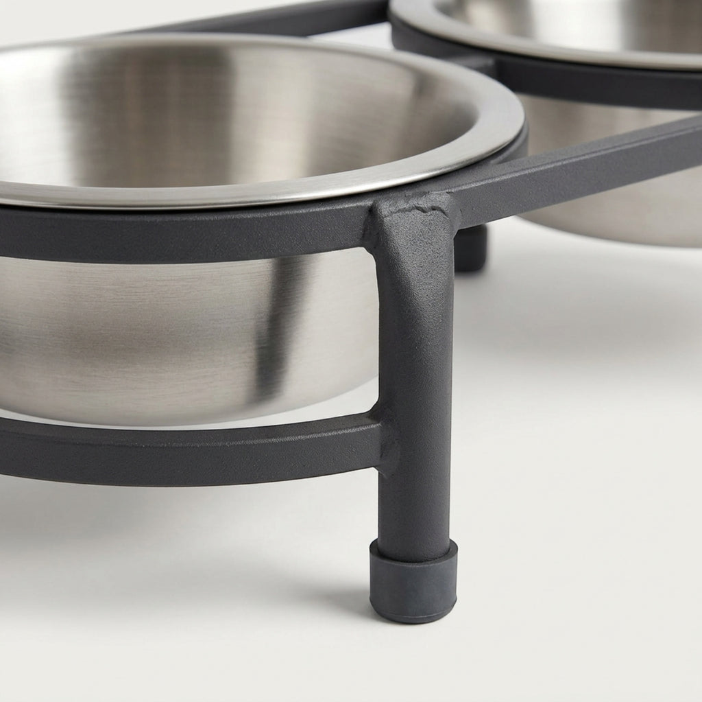 Zavn Ridgepair Elevated Double Pet Bowl Stand Charcoal 2 x 28 oz - Detail view