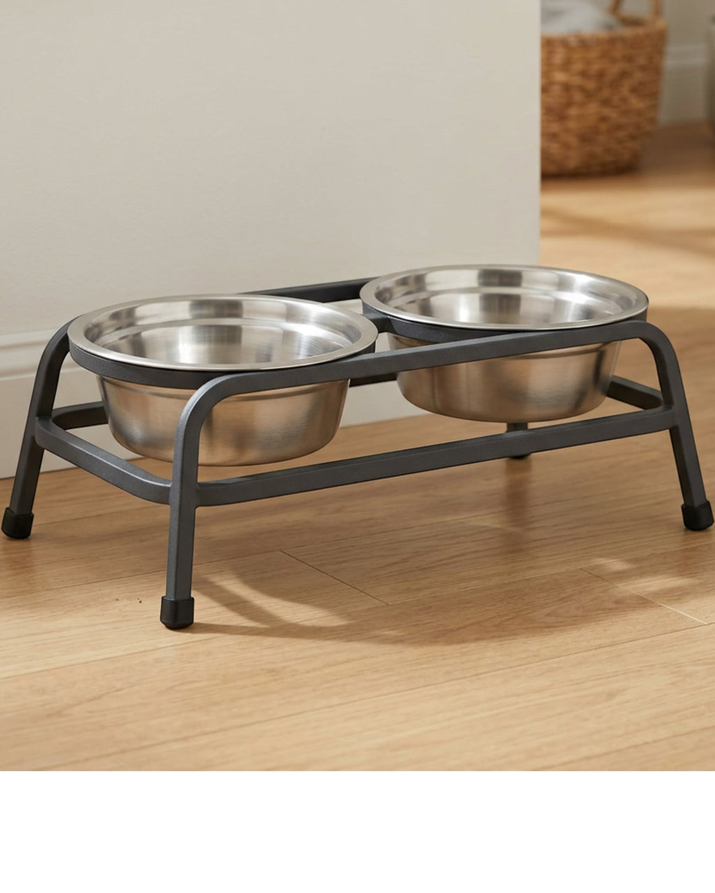 Zavn Ridgepair Elevated Double Pet Bowl Stand Charcoal 2 x 28 oz - Lifestyle view