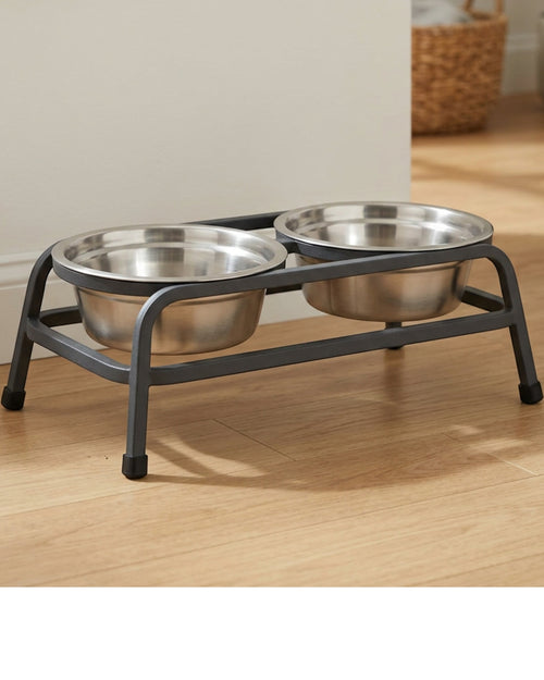 Zavn Ridgepair Elevated Double Pet Bowl Stand Charcoal 2 x 28 oz - Lifestyle view