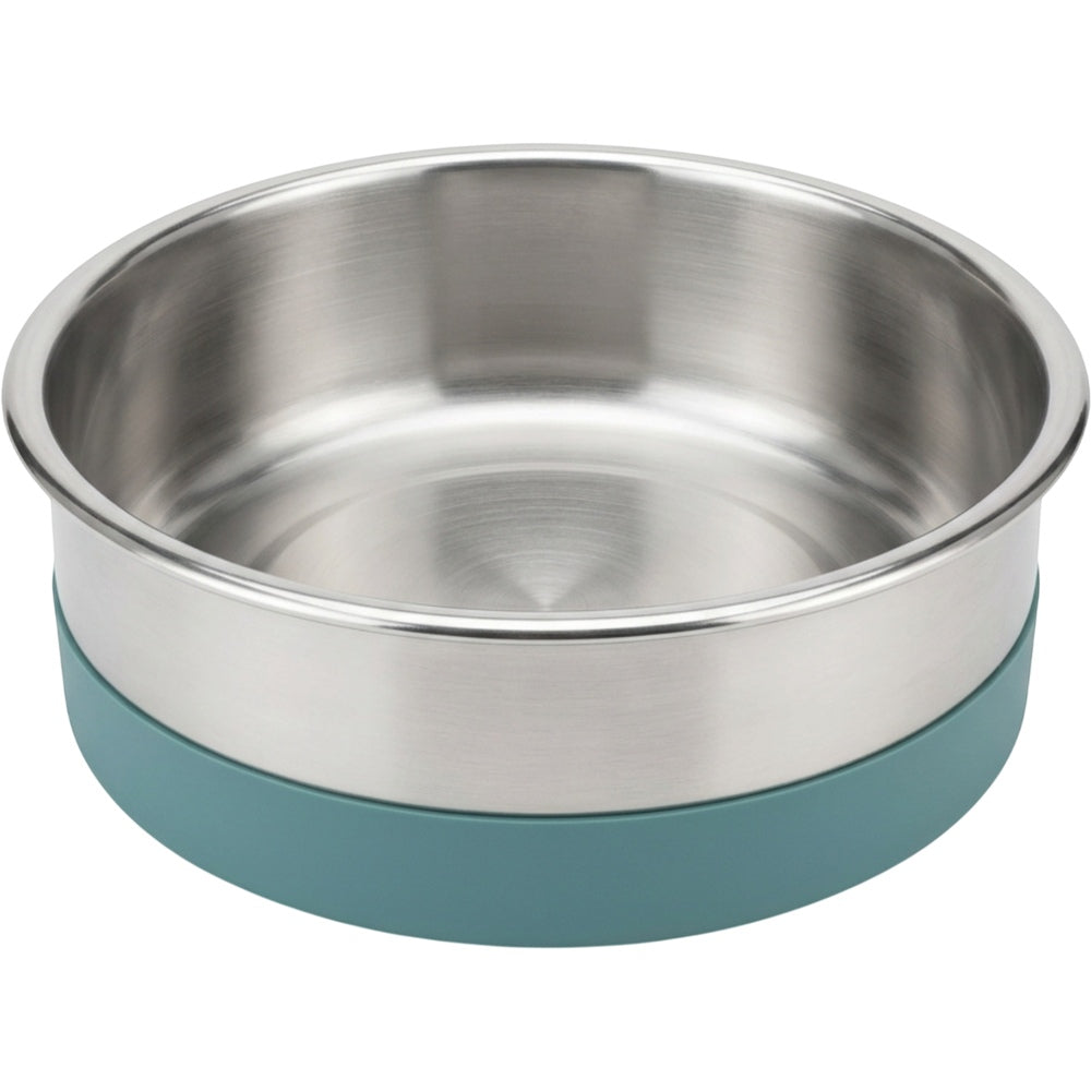 Zavn Shoreline Stainless Steel Pet Bowl with Silicone Base Teal 40 oz - Product view