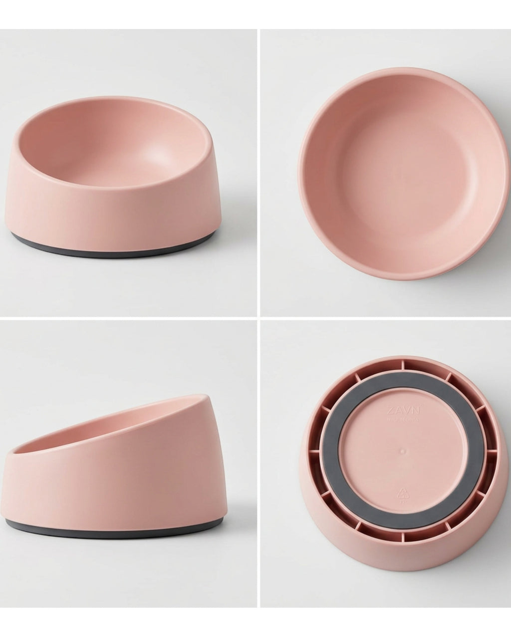 Zavn Tilted Pet Bowl Blush 18 oz Non Slip