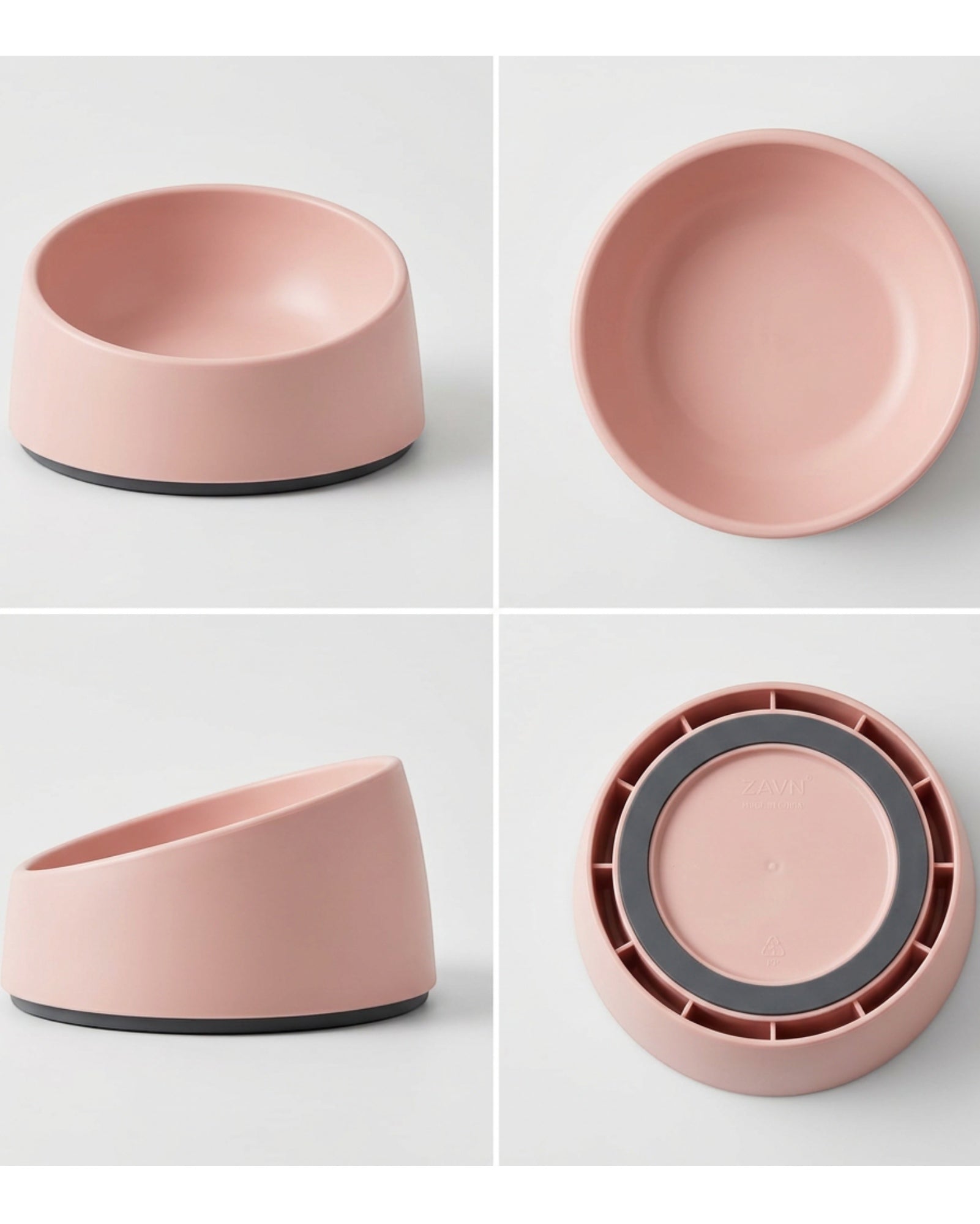 Zavn Tilted Pet Bowl Blush 18 oz Non Slip