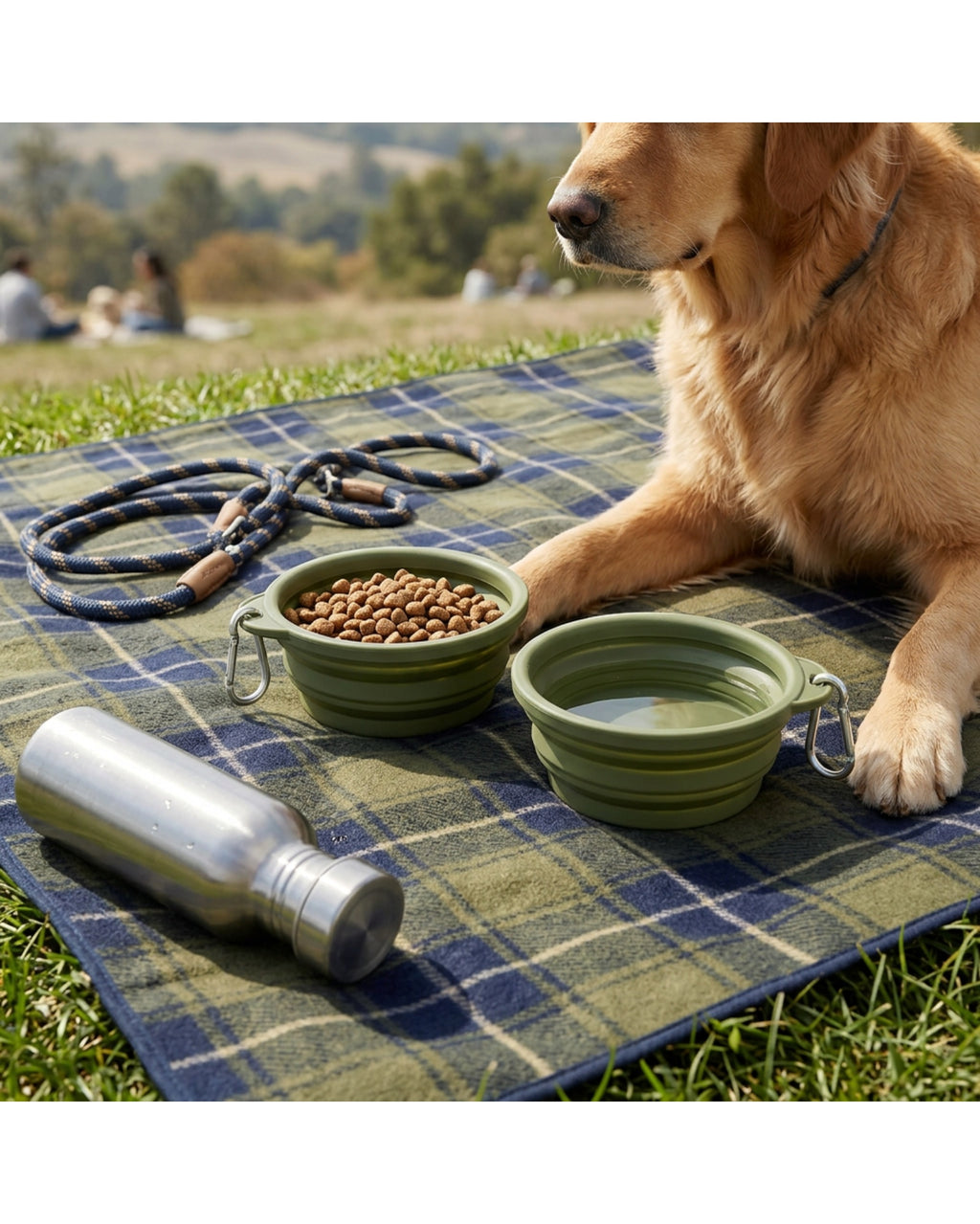 Zavn Travel Pet Bowl Olive Collapsible 20 oz 2 Pack