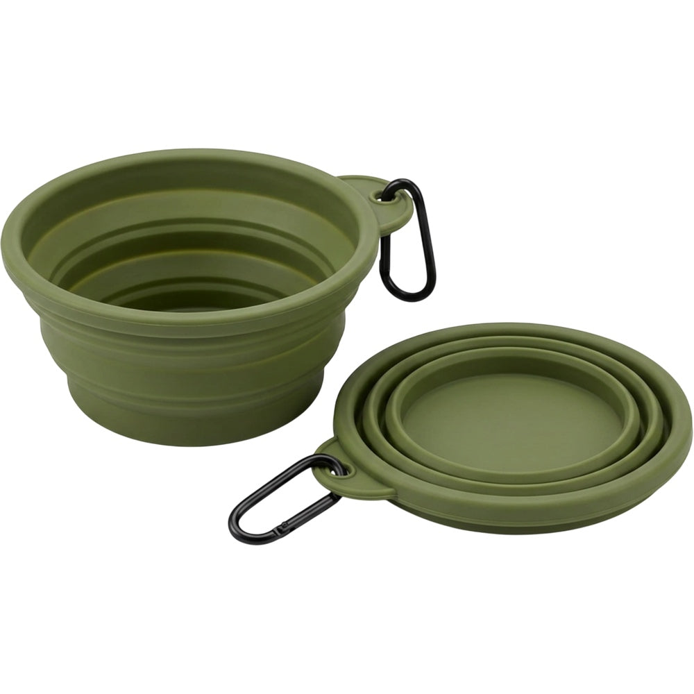 Zavn Travel Pet Bowl Olive Collapsible 20 oz 2 Pack
